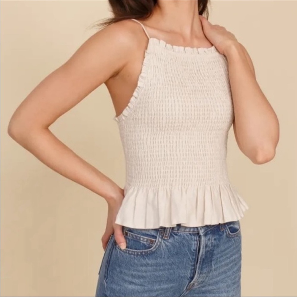 Reformation Smocked linen top